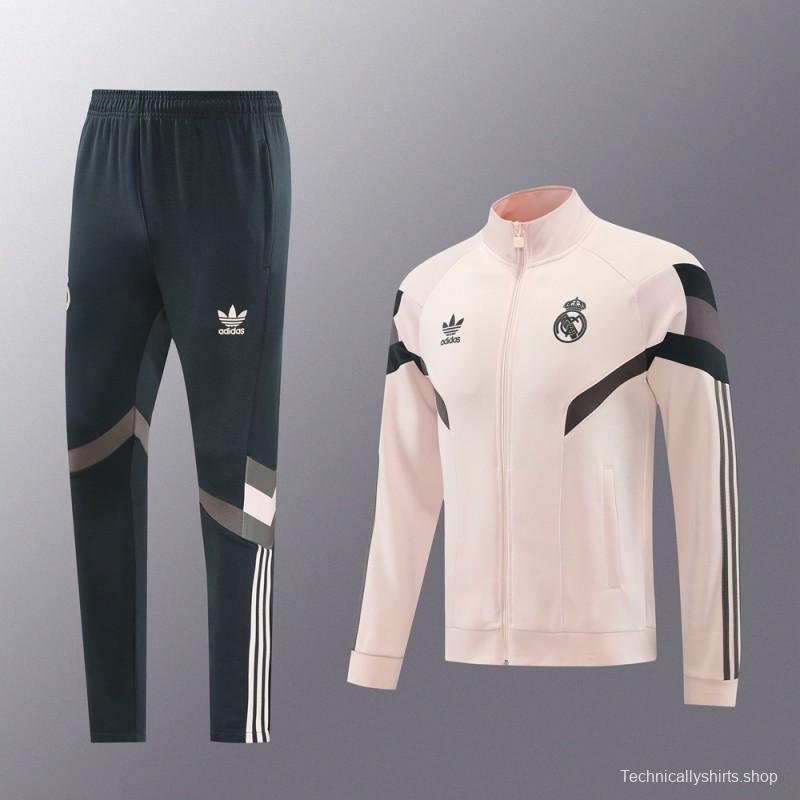 24/25 Real Madrid Light Pink Full Zipper Jacket +Long Pants