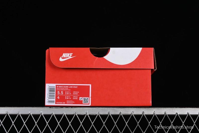 Nike SB Dunk Low Retro Valentine's Day 2024 White Rose Red Skateboarding Shoes - FQ7056-100