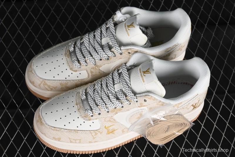 Nike Air Force 1 '07 Low V Collaboration - Khaki Mini Swoosh Low-Top Casual Sneakers - SJ2088-001