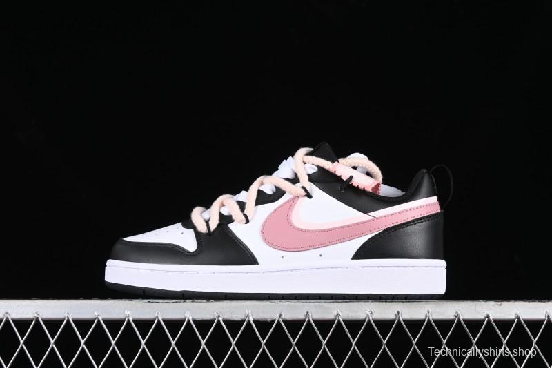Nike Court Borough Low 2 Retro Casual Sneakers in Dark Pink and Black - BQ5448-115