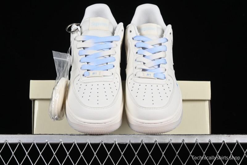 Nike Air Force 1 '07 Low Supreme Collaboration - White Blue Colorblock Low-Top Casual Sneakers BB9599-202