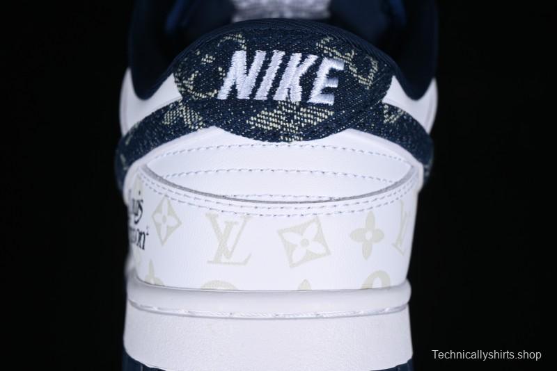 Nike SB Dunk Low LV Collaboration - Blue Midnight Elite Custom Low-Top Casual Skate Shoes - DD1391-122