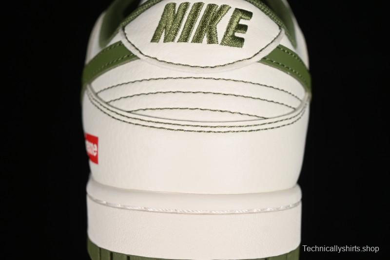 Nike SB Dunk Low Supreme Collaboration - Military Green Double Swoosh Anniversary Custom Low-Top Casual Sneakers - XX2025-319