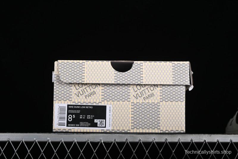 Nike SB Dunk Low LV Collaboration - Beige Black Denim Floral Anniversary High-End Custom Low-Top Casual Skate Shoes - XB3802-358