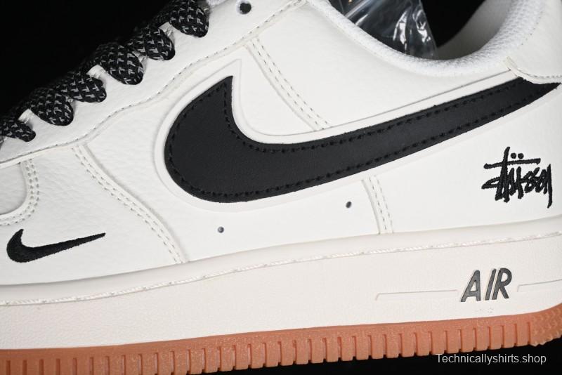 Nike Air Force 1 '07 Low Stussy Collaboration - Beige Black Gum Sole Low-Top Casual Sneakers - XZ5688-001