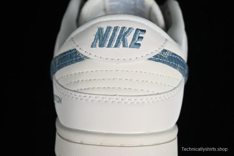 Nike SB Dunk Low LV Collaboration - Light Blue Denim Anniversary High-End Custom Low-Top Casual Skate Shoes - XP3802-336