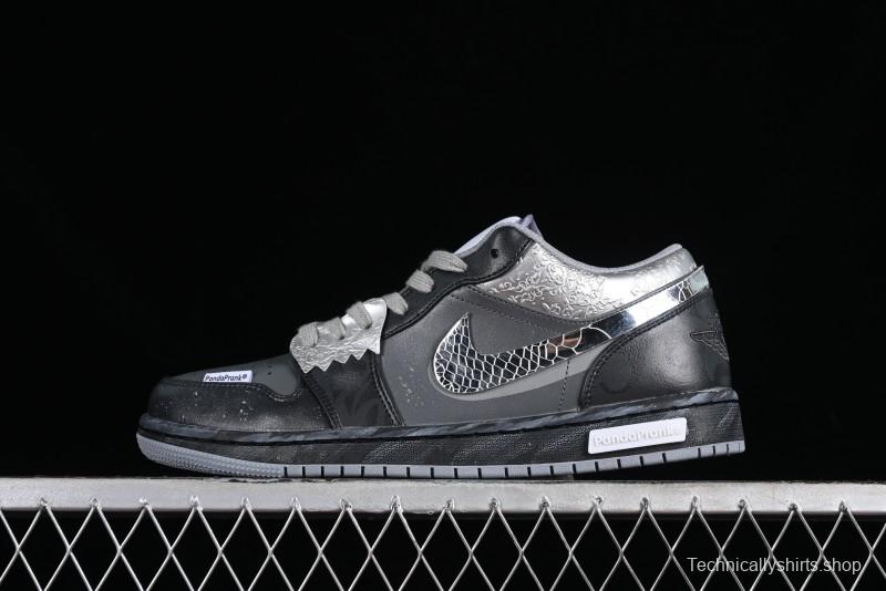 Nike Air Jordan 1 Low AJ1 Panda Prank Modern Gray Silver Black Low-top Casual Sneakers - 553560-053