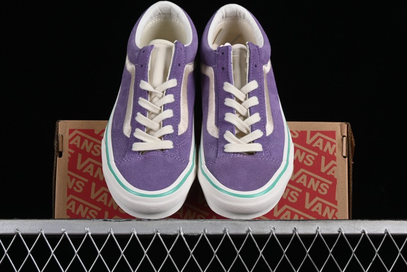 Vans Style 36 Low-Top Skate Shoes with Purple Embroidery - VN000CRPGRN