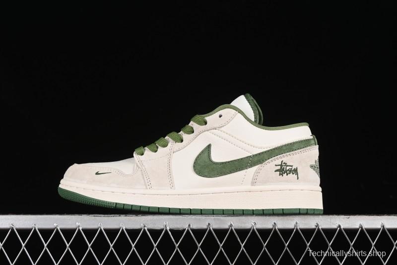 Nike Air Jordan 1 Low Stussy Collaboration Retro Basketball Shoes - DM5688-102
