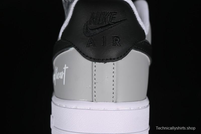 Nike Air Force 1 '07 Low White Grey Black Double Swoosh Casual Sneakers - DY8899-001