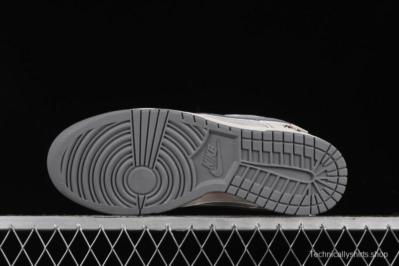 Nike SB Dunk Low Black Wukong Series - Light Gray Swoosh Anniversary Custom Low-Top Casual Skate Shoes - SJ1098-013