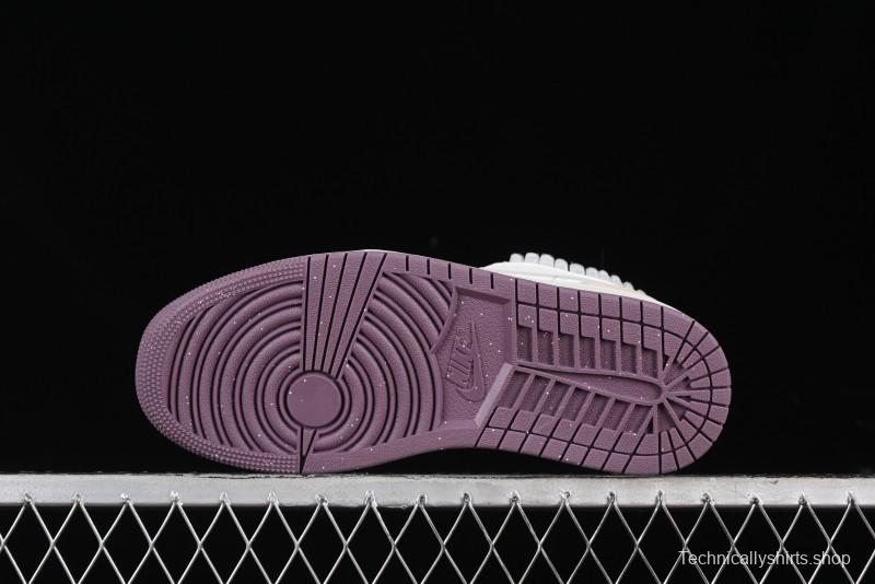 Nike Air Jordan 1 Low Retro Casual Sneakers with Smooth Leather and Suede - FQ8094-100