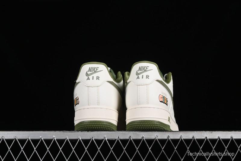 Nike Air Force 1 '07 Low Gucci Collaboration - Beige Green Linen Casual Sneakers - XZ3398-588