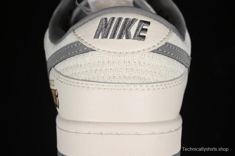 Nike SB Dunk Low Gucci Collaboration Anniversary High-End Custom Sneakers in Off-White & Dark Gray Swoosh - DQ1098-383