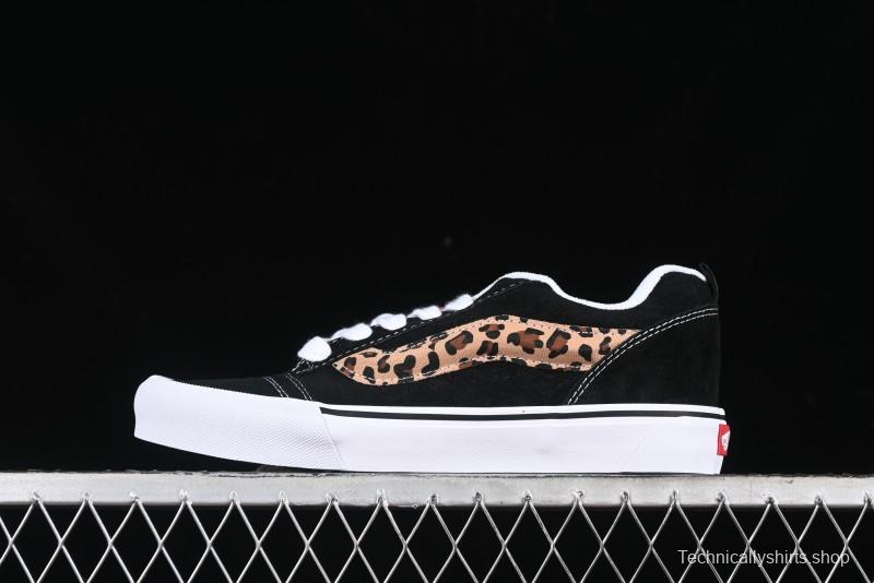 Vans Classics Knu Skool Sneakers with Leopard Print Logo in Black - VN000D2GBA2