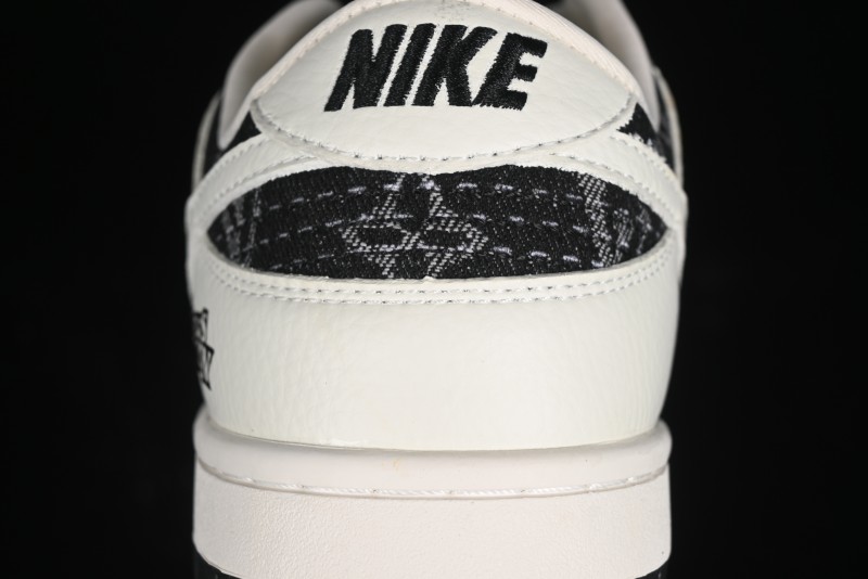 Nike SB Dunk Low LV Collaboration - Beige Black Printed Denim Anniversary High-End Custom Low-Top Casual Skate Shoes - XB3802-357