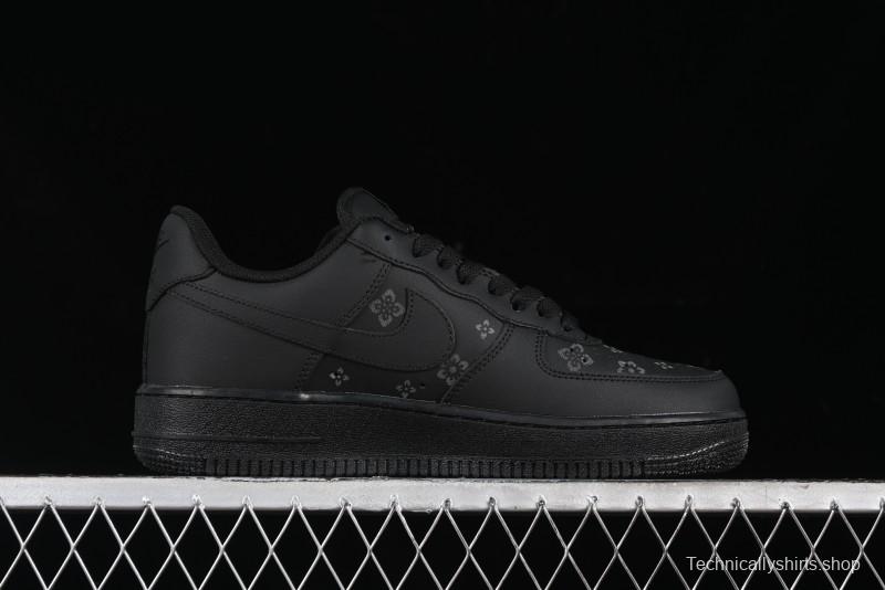 Nike Air Force 1 '07 Low LV Custom All Black Casual Sneakers - 315122-101
