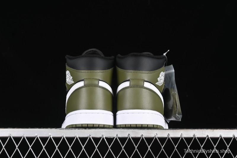 Nike Air Jordan 1 Mid AJ1 Army Green Mid-Top Casual Sneakers - DQ8426-092