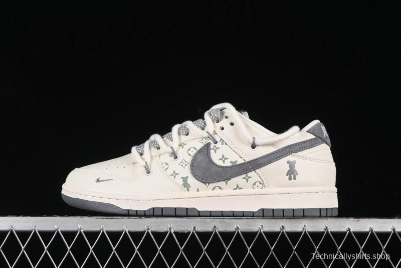 Nike SB Dunk Low Violent Bear Series - Lace-Up Beige with Grey Check - Anniversary Custom Edition Low-Top Casual Skate Shoes - SJ2068-289