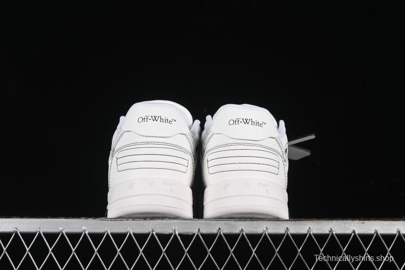Off-White Out Of Office Low-Top Fashion Sneakers in White Black - AJD4