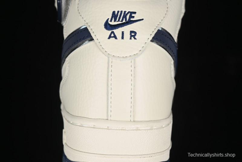 Nike Air Force 1 '07 Mid Deep Blue Two-Tone Sole Mid-Top Casual Sneakers with Reflective Stars - XL0236-233