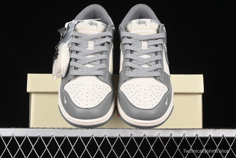 Nike SB Dunk Low Stussy Collaboration - Midnight Grey Anniversary Custom Low-Top Casual Skate Shoes - BB9898-007