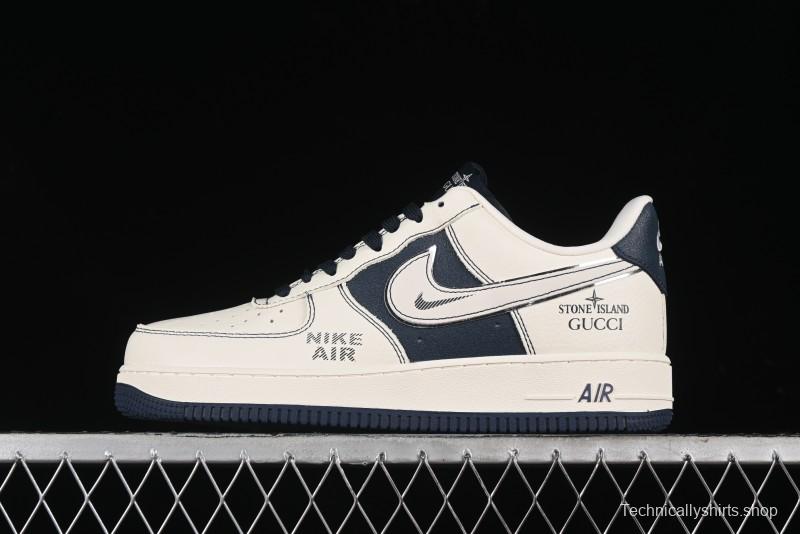 Nike Air Force 1 '07 Low Gucci Stone Island Collaboration - Off White Graphite Low-Top Casual Sneakers - KK1988-013