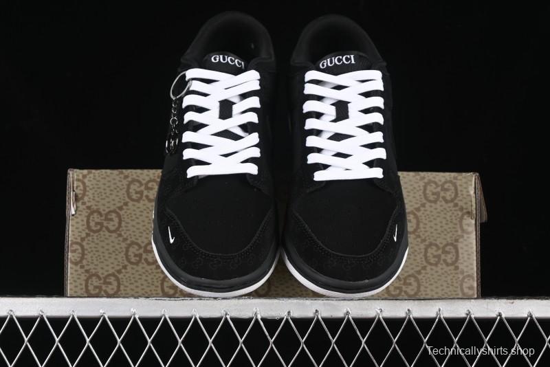 Nike SB Dunk Low Gucci Collaboration Dark Floral Pattern Anniversary Custom Low-Top Casual Sneakers - FC1688-140