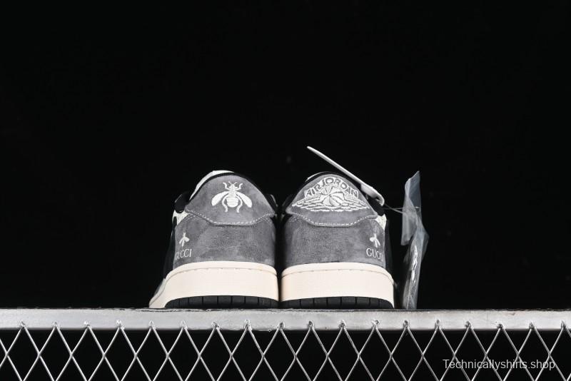 Nike Travis Scott x Fragment Design x Air Jordan 1 Low OG SP AJ1 Gucci Collaboration - Black Hook Dragonfly Low-top Casual Sneakers - SJ2068-137