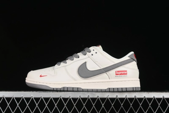 Nike SB Dunk Low Supreme Collaboration - Beige Canvas Swoosh Anniversary High-End Custom Low-Top Casual Sneakers - XX2025-108