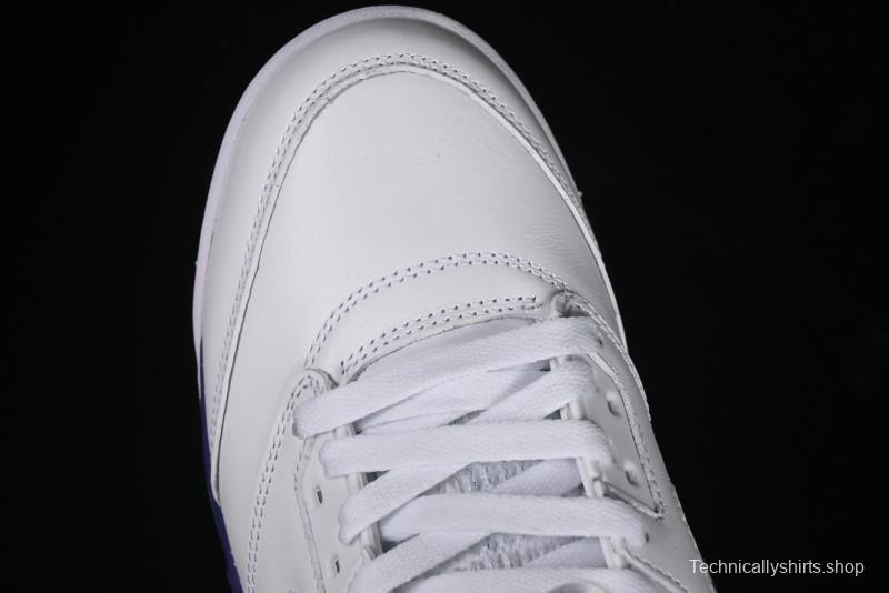 Nike Air Jordan 5 Retro Sneakers in White and Purple Grape Colorway - 136027-108