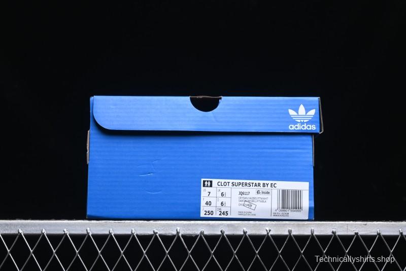 Adidas Clot x Superstar JQ6117 Shell Toe Sneakers with Preppy Style and Perforated Design - JQ6117