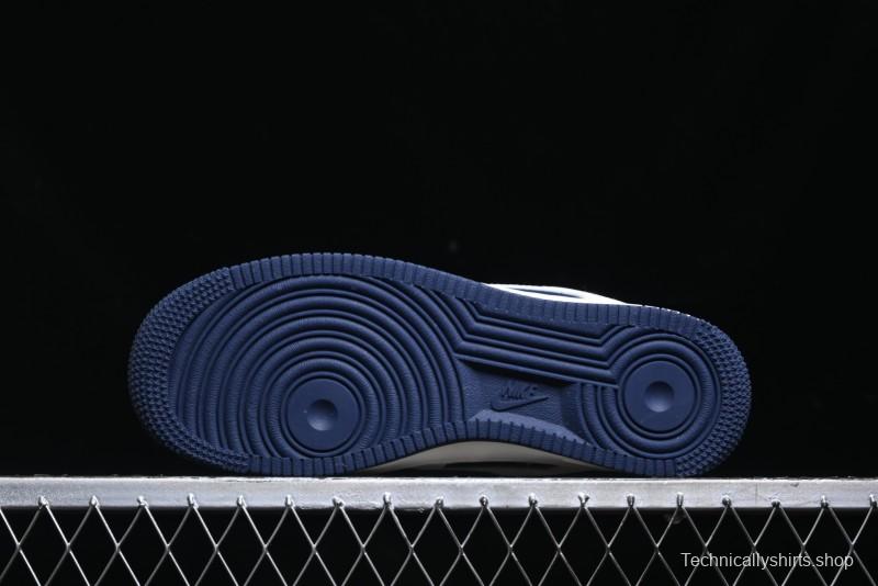 Nike Air Force 1 '07 Low Burberry Collaboration - Off White Navy Blue Patchwork Low Top Casual Sneakers BB8588-222
