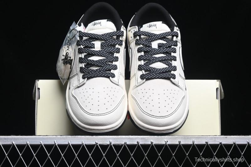 Nike SB Dunk Low Stussy Collaboration - Beige Black Line High-End Custom Low-Top Casual Skate Shoes - BB7518-008