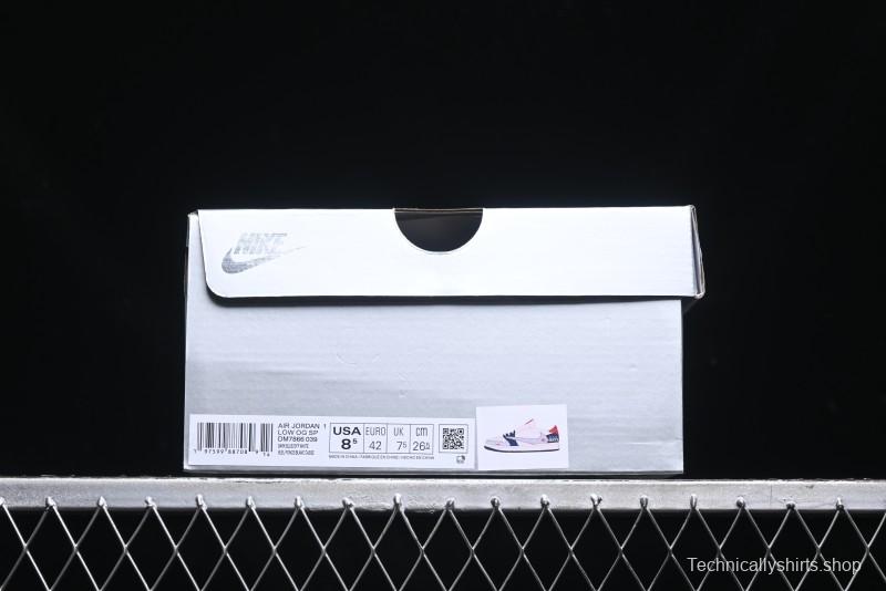 Nike Travis Scott x Fragment Design x Air Jordan 1 Low OG SP AJ1 Multi-Color Patchwork Low-Top Casual Sneakers - DM7866-039