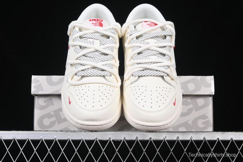Nike SB Dunk Low x The North Face x Supreme Series - Strap Beige White Hook Anniversary High-End Custom Low-Top Casual Skate Shoes - YX5066-229