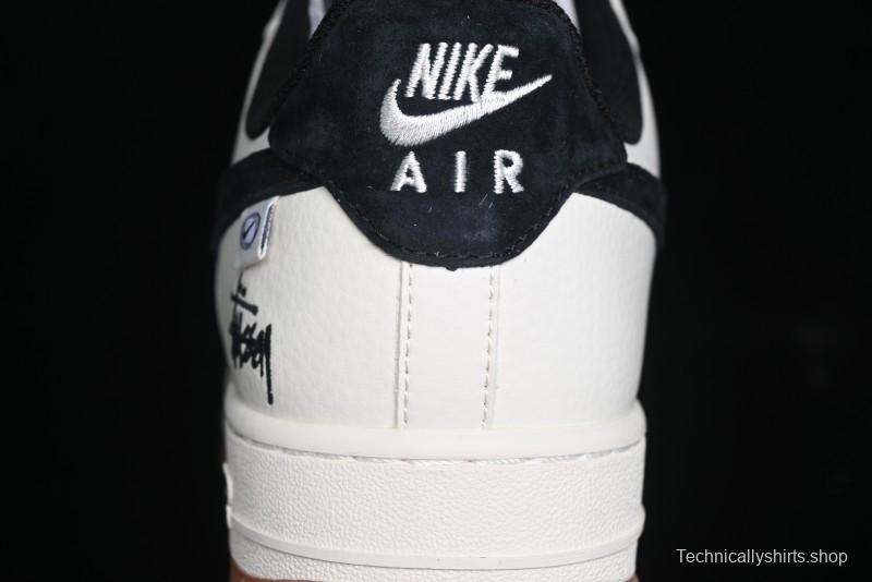 Nike Air Force 1 '07 Low Stussy Collaboration - Beige Black Hook Gum Sole Low-Top Casual Sneakers - XZ6188-255