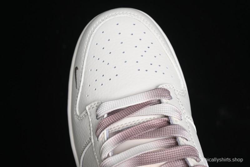 Nike SB Dunk Low Supreme Collaboration - White Brown Split Swoosh Anniversary High-End Custom Low-Top Casual Skate Shoes - BB8675-113