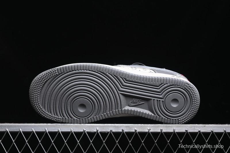 Nike Air Force 1 '07 Low Stussy Collaboration - Beige Grey Red Print Casual Sneakers - XZ6188-338