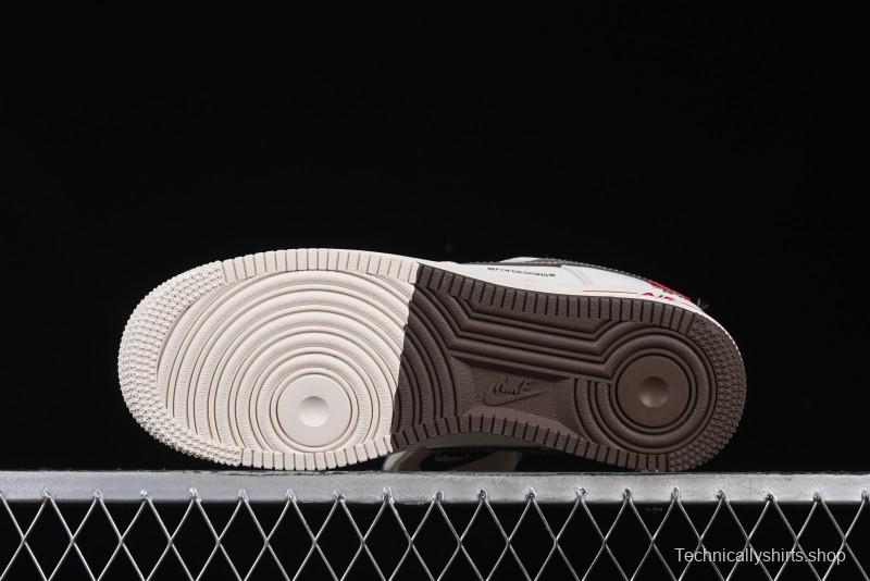 Nike Air Force 1 '07 Low Stussy Collaboration Dual-Tone Beige Brown Low-Top Casual Sneakers - SJ6698-025