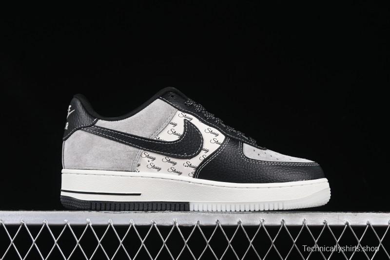 Nike Air Force 1 '07 Low Stussy Collaboration Black Leather Low-Top Casual Sneakers - CH6336-518