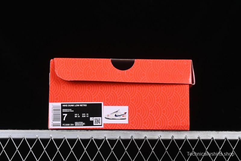 Nike SB Dunk Low Supreme Collaboration - Off-White 3D Navy Swoosh Anniversary Custom Low-Top Casual Sneakers - FC1688-204