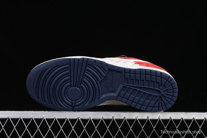 Nike SB Dunk Low Supreme Collaboration - China Red with 3D White Swoosh Anniversary Custom Low-Top Casual Sneakers - FC1688-209
