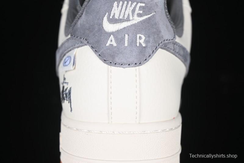 Nike Air Force 1 '07 Low Stussy Collaboration - Grey Swoosh Casual Sneakers - XZ6188-256