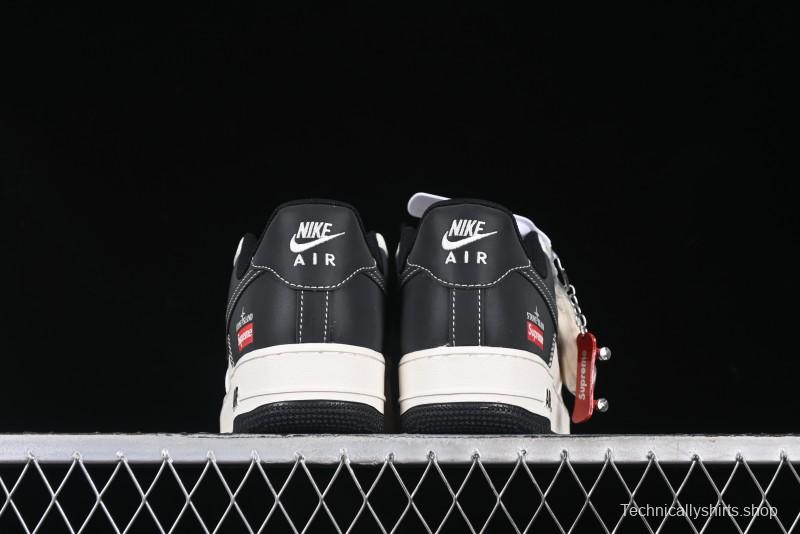 Nike Air Force 1 '07 Low Stone Island x Supreme Collaboration Beige Black Patchwork Low-Top Casual Sneakers - HH7518-042