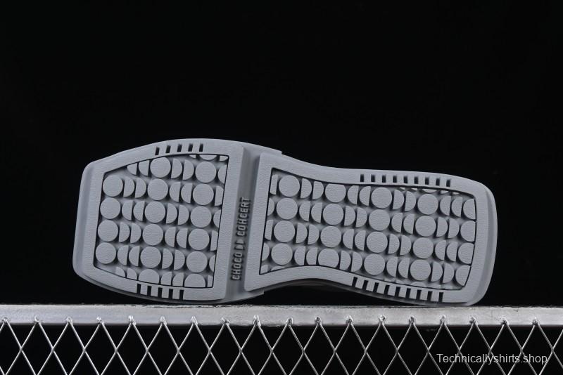 Choco Concert Leather Round Square Asymmetric Fashion Sneakers White Gray - AJE5