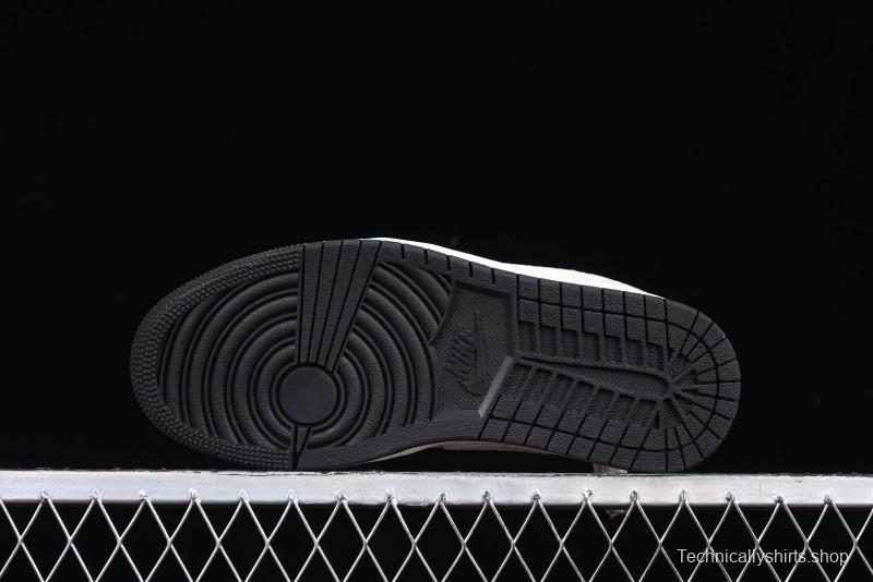 Nike Air Jordan 1 Low Retro Basketball Shoes - Stussy Grey Snake Custom - FC1688-200