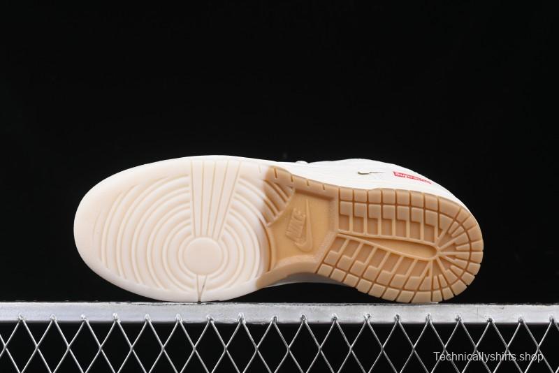 Nike SB Dunk Low Supreme Collaboration Two-Tone Khaki Anniversary High-End Custom Low-Top Casual Skate Shoes - BB8675-111