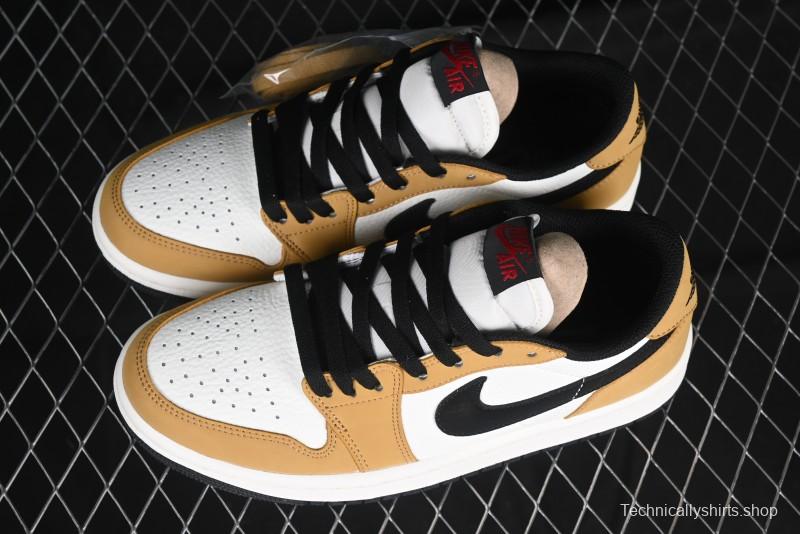 Nike Air Jordan 1 Low OG AJ1 White Yellow Black Swoosh Casual Sneakers - CZ0790-107