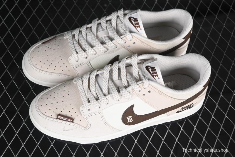 Nike SB Dunk Low Burberry Collaboration Patch Brown Swoosh Anniversary Custom Low-Top Casual Skate Shoes - DJ2024-088